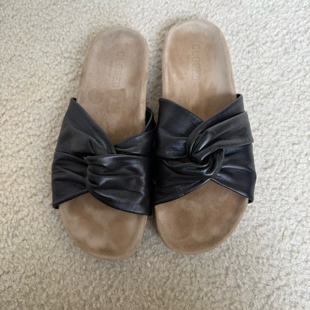 CLOSED kyomi sandals in black/tan Size 40 US 9.5